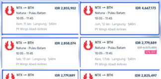 Tiket Pesawat Natuna-Batam, Sekitar Satu Jam Terbang, Harga Dekati Rp3 Jutaan Hingga Rp5 Jutaan (2)
