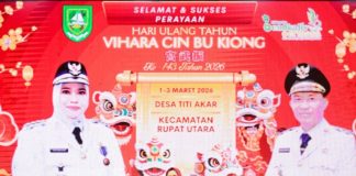 Kunjungi Rupat Utara, Bupati Bengkalis Hadiri Perayaan 143 Tahun Vihara Cin Bu Kiong