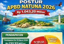 Postur APBD Natuna 1 April 2026, dari Sekitar Rp1 Triliun Realisasi Rp193,07 Miliar
