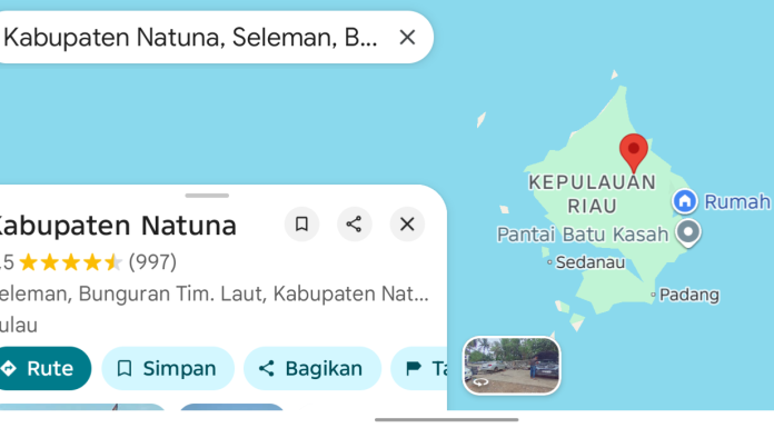 Klik Google Maps, Natuna, Ibukota Provinsi Kepri
