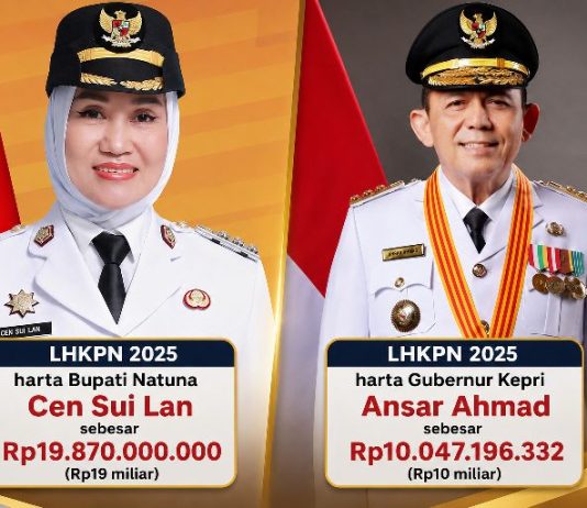 LHKPN 2025, Harta Bupati Natuna Cen Sui Lan di Atas Gubernur Kepri Ansar Ahmad, Ini Rinciannya: