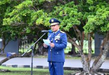 Hari Bakti TNI AU ke-79, Danlanud RSA Natuna Bacakan Amanat Kasau