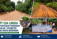 Peduli Warga, PT CSA Perbaiki Jalan Tanah Kecamatan Lingga Timur