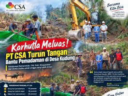 Karhutla di Wilayah Kudung, Kades Amran: PT CSA Lingga Turut Padamkan Kebakaran